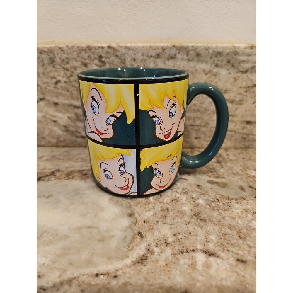 Faces / Moods of Tinkerbell Large Mug Cup. Green Yellow Disney. Tinker Bell